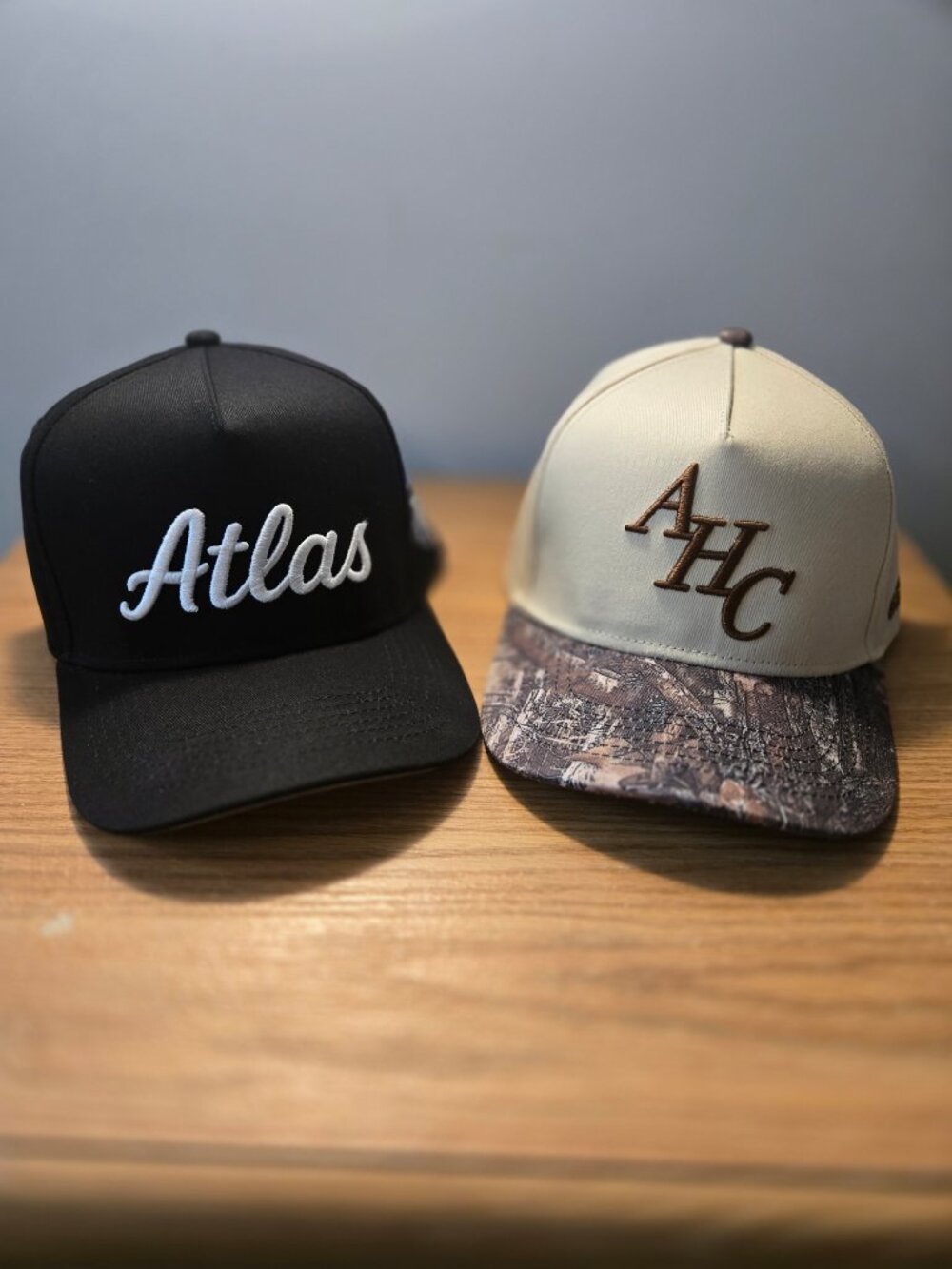 (2) Hats Men's Designer/Streetwear Hat Co 5 Panel Structured Camo/Black